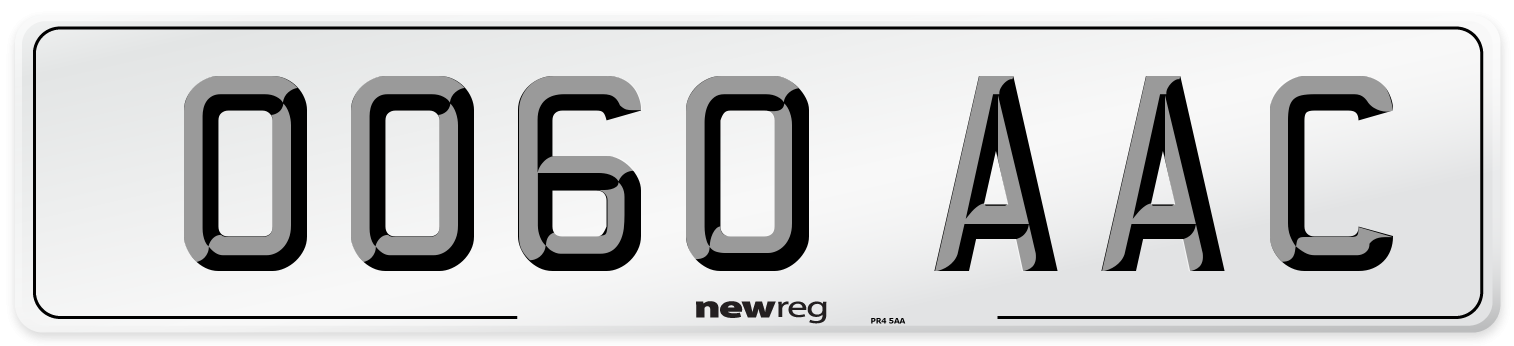 OO60 AAC Number Plate from New Reg